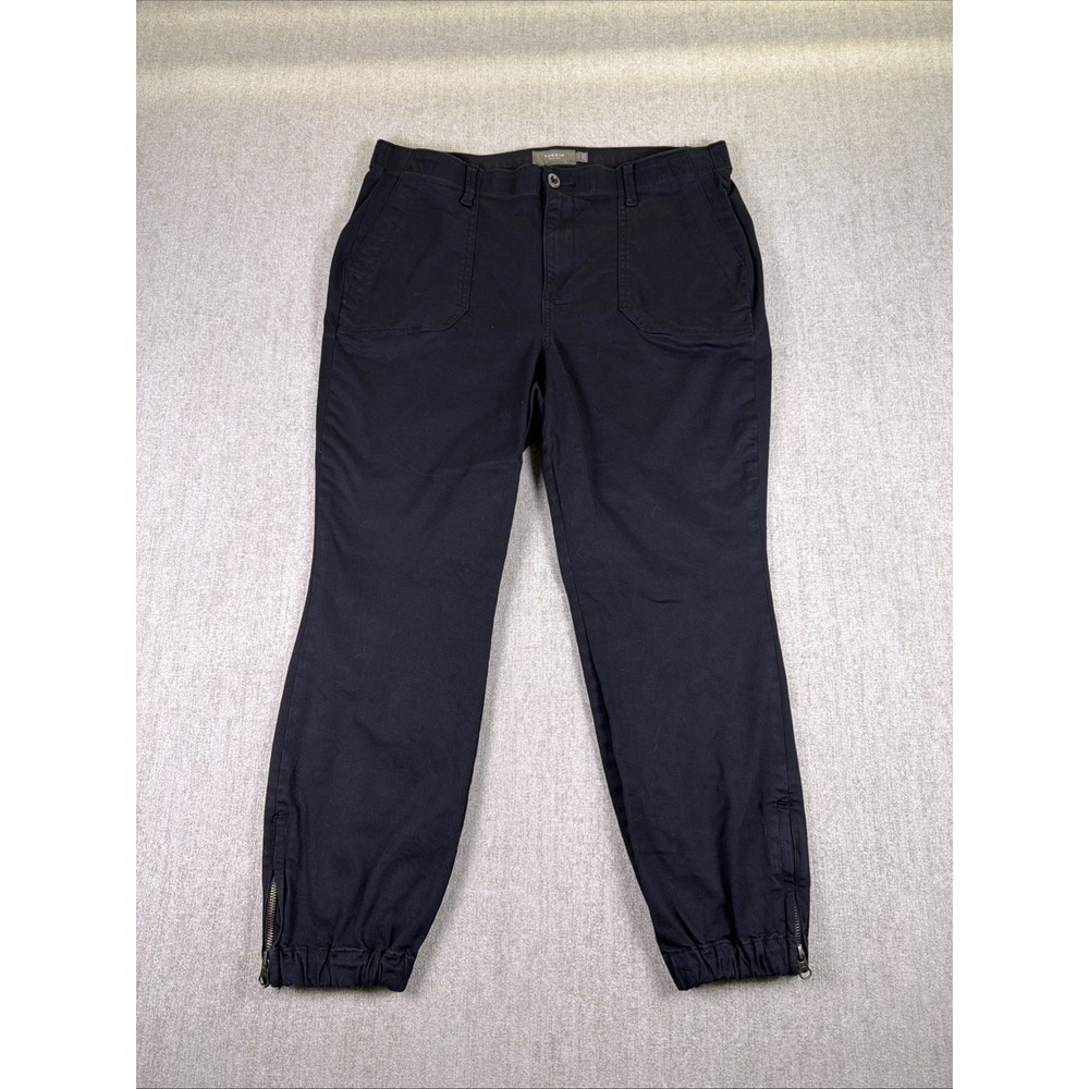 Torrid Jogger Pants Women‎ 14R Black Zippered Cuffs Stretch Cotton Twill